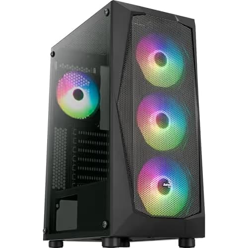Aerocool Falcon V2 ATX Mid Tower Black with Tempered Glass Side Panel and Front Panel USB 3.2 Gen 1 Type-A and USB 2.0 Type-A image