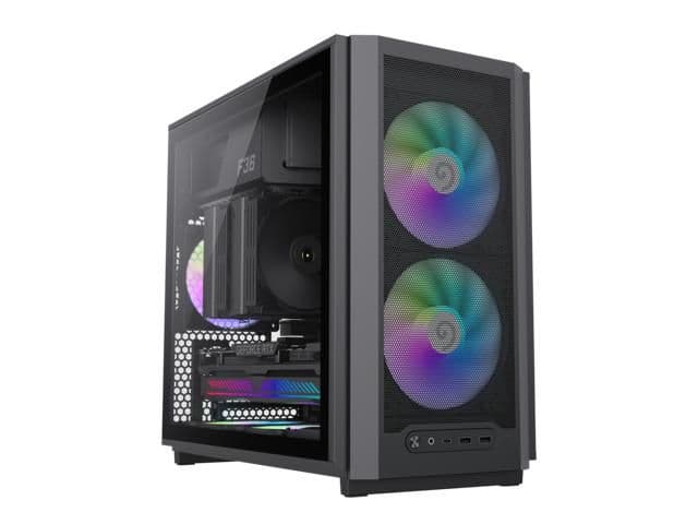 GameMax F36 Micro ATX Mini Tower Black Tempered Glass Side Panel, Front USB 3.2 Gen 2 Type-C, USB 3.2 Gen 1 Type-A image