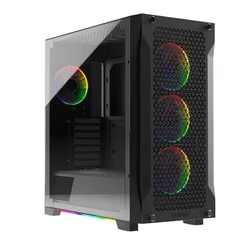 GAMDIAS ATHENA P1 ATX Mid Tower Black with Tempered Glass Side Panel and USB 3.2 Gen 1 Type-C, USB 3.2 Gen 1 Type-A, USB 2.0 Type-A image
