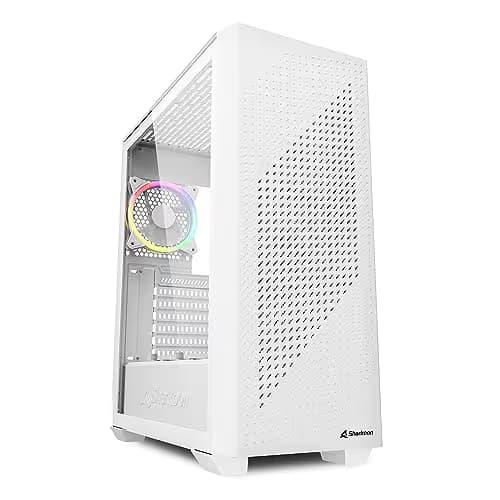 SHARKOON VS9 RGB ATX Mid Tower White Tempered Glass Side Panel USB 3.2 Gen 2 Type-C USB 3.2 Gen 1 Type-A image