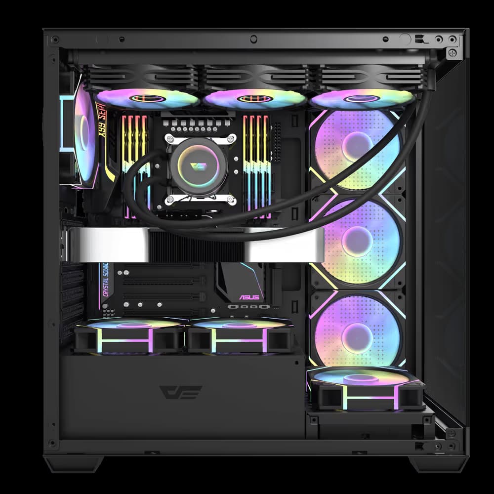 darkFlash DS900 ATX Mid Tower Black with Tempered Glass Side Panel and USB 3.2 Gen 1 Type-A, USB 2.0 Type-A Front Panel image