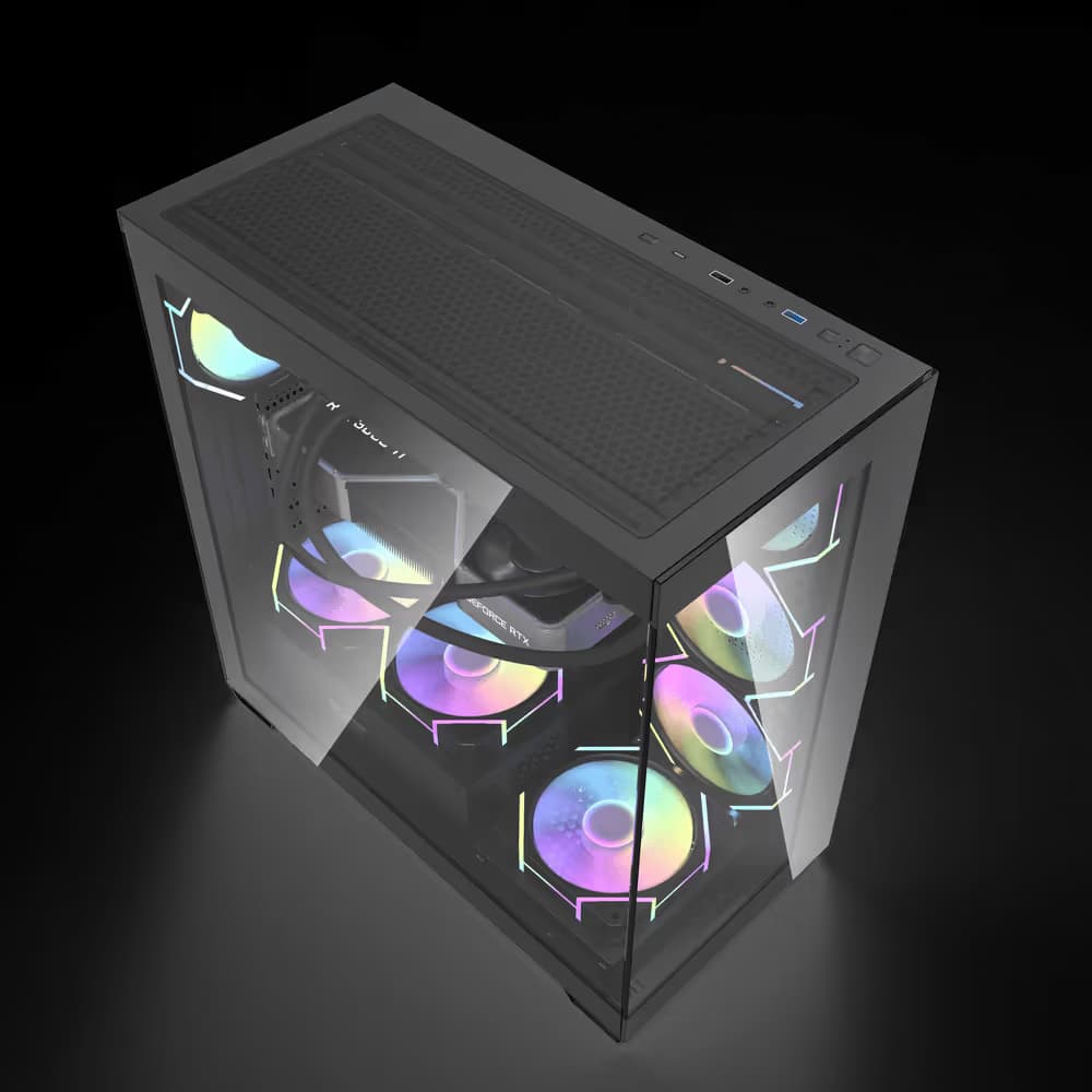 darkFlash DS900 ATX Mid Tower Black with Tempered Glass Side Panel and USB 3.2 Gen 1 Type-A, USB 2.0 Type-A Front Panel image