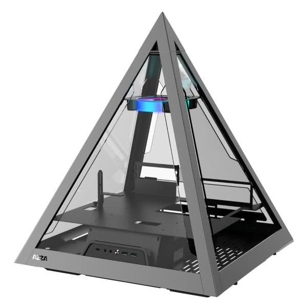 Azza PYRAMID 804 ATX Mid Tower Silver / Black Tempered Glass Side Panel, USB 3.2 Gen 2 Type-C, USB 3.2 Gen 1 Type-A image