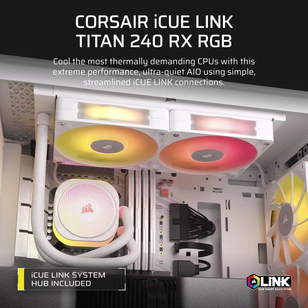 Corsair iCUE LINK TITAN 240 RX Water 240mm RGB 73.5 CFM White image