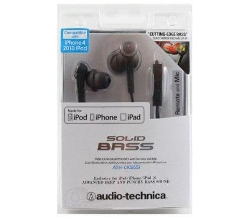 Audio-Technica ATH-CKS55iBK Closed In-Ear Wired Headphones with Microphone image
