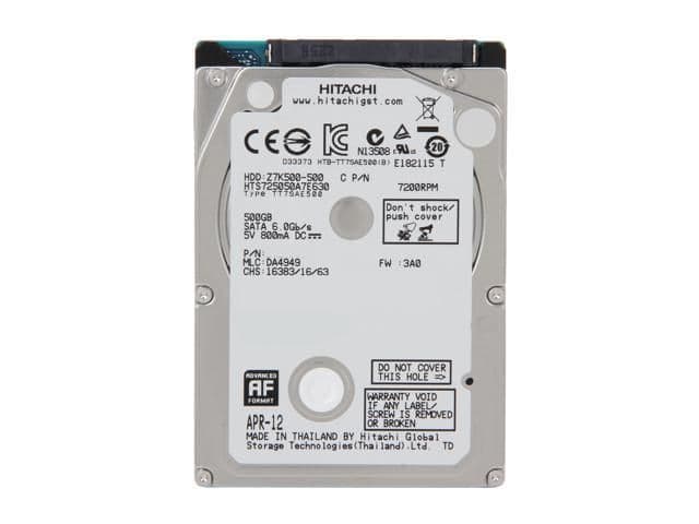 Hitachi Travelstar Z7K500 500 GB HDD 7200RPM 2.5" SATA 6.0 Gb/s image