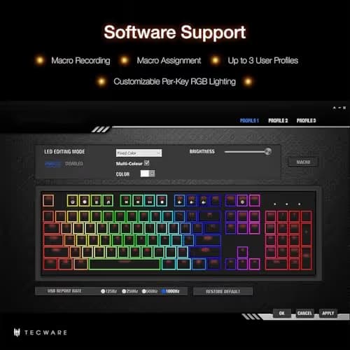 Tecware Phantom+ RGB Wired Tecware Wraith Pink Gaming Keyboard image