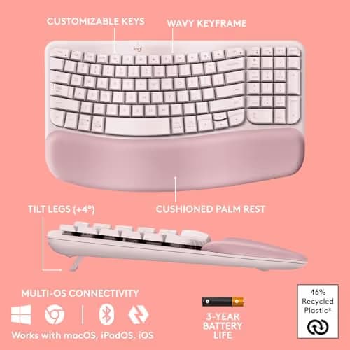 Logitech Wave Keys Ergonomic Bluetooth/Wireless/Wired Keyboard image