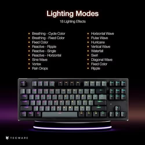 Tecware Phantom+ Elite RGB Wireless/Wired Tecware Wraith Brown Mechanical Gaming Keyboard image
