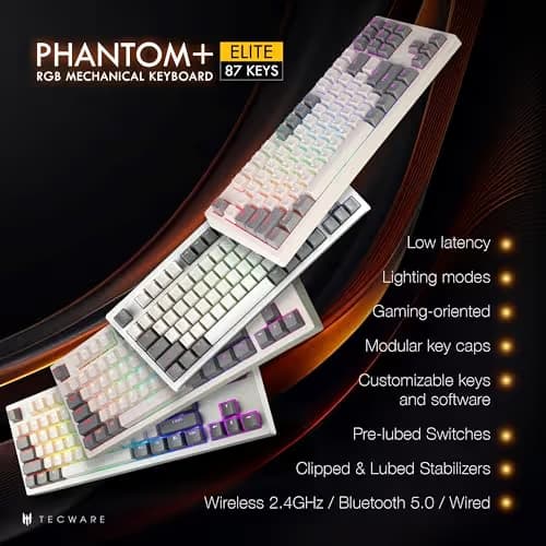 Tecware Phantom+ Elite RGB Bluetooth/Wireless/Wired Gaming Keyboard image