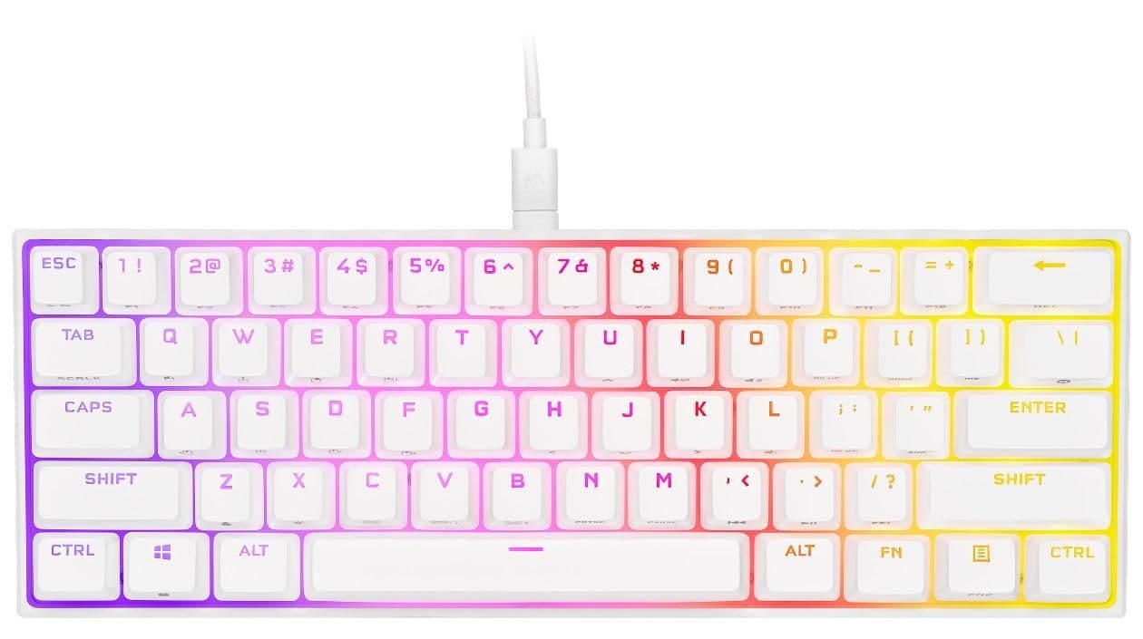 Corsair K65 RGB Mini Wired Cherry MX Speed Silver Mechanical Gaming Keyboard image