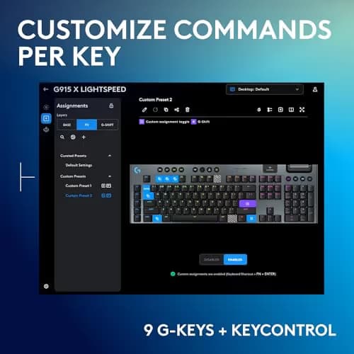Logitech G915 X LIGHTSPEED RGB Low-Profile GL Tactile Wired/Wireless/Bluetooth Gaming Keyboard image