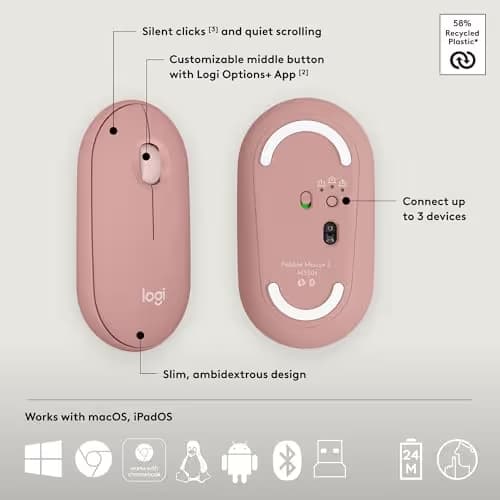 Logitech Pebble 2 Bluetooth/Wireless/Wired Standard Keyboard With Optical Mouse image
