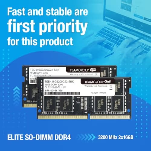 TEAMGROUP Elite Black SODIMM DDR4-3200 CL22 32GB (2x16GB) image
