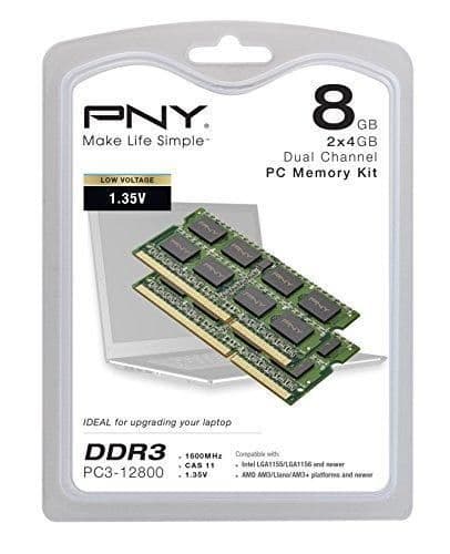 PNY MN8192KD3-1600-LV Black / Green SODIMM DDR3-1600 CL11 8GB (2x4GB) image