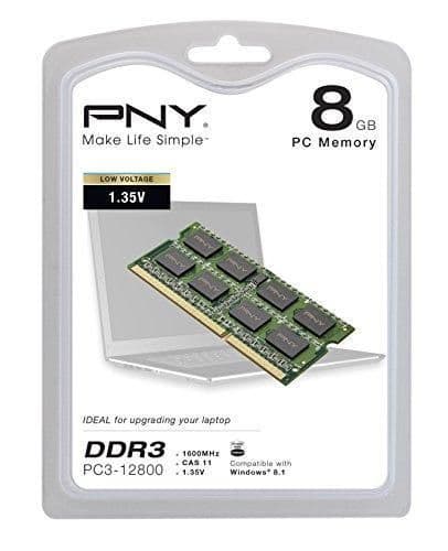 PNY MN8192SD3-1600-LV Black / Green SODIMM DDR3-1600 CL11 8GB (1x8GB) image