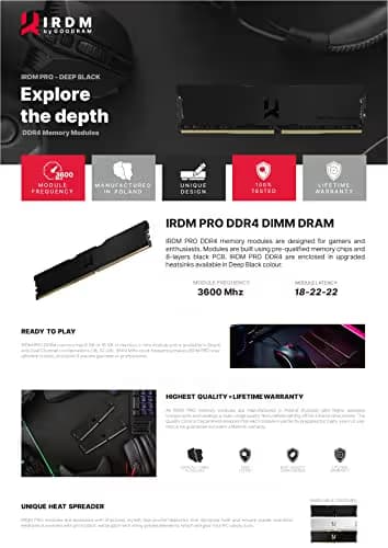 GOODRAM IRDM PRO Black DDR4-3600 CL18 16GB (1x16GB) image