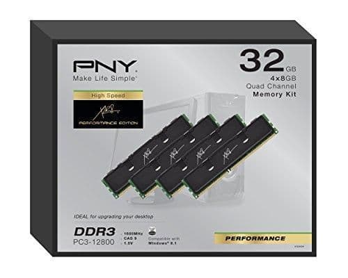 PNY MD32768K4D3-1600-X9 Black / White DDR3-1600 CL9 32GB (4x8GB) image