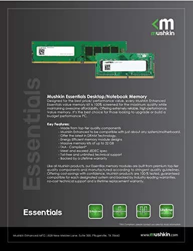 Mushkin Enhanced Essentials Black DDR4-3200 CL22 32GB (2x16GB) image
