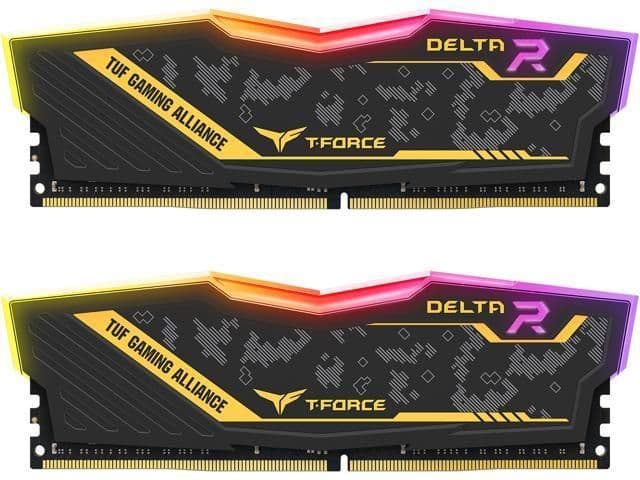 TEAMGROUP T-Force Delta TUF Gaming Alliance RGB Black / Gold DDR4-3200 CL16 32GB (2x16GB) image