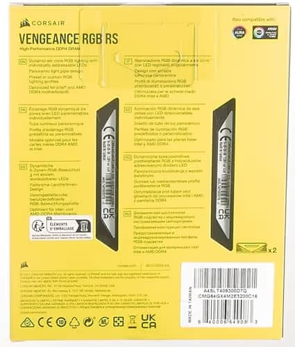 Corsair Vengeance RGB RS Black / Gray DDR4-3200 CL16 64GB (2x32GB) image