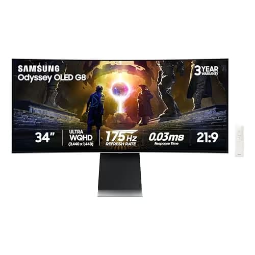 Samsung Odyssey G8 34" 1440p 175Hz OLED Curved Monitor image