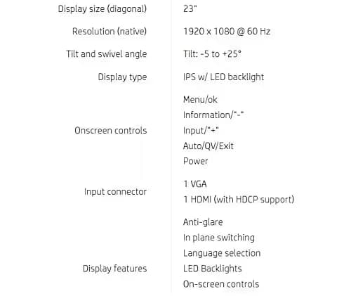 HP 23ES 23" 1080p 60Hz IPS Monitor image