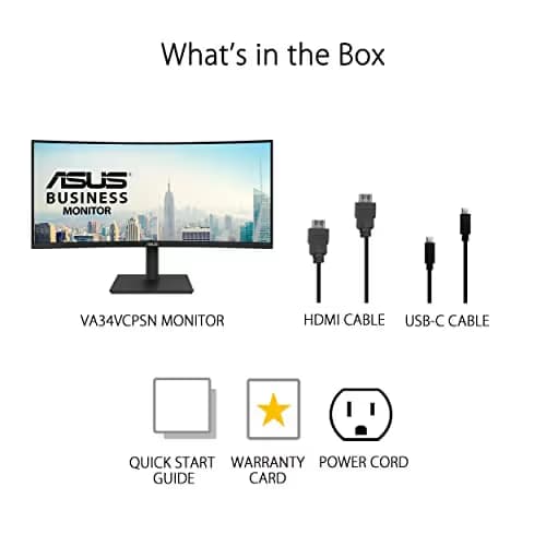 Asus VA34VCPSN 34" 3440x1440 100Hz VA Curved Monitor image