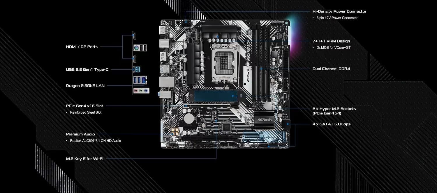 ASRock B760M Pro-A D4 LGA1700 DDR4 Micro ATX image