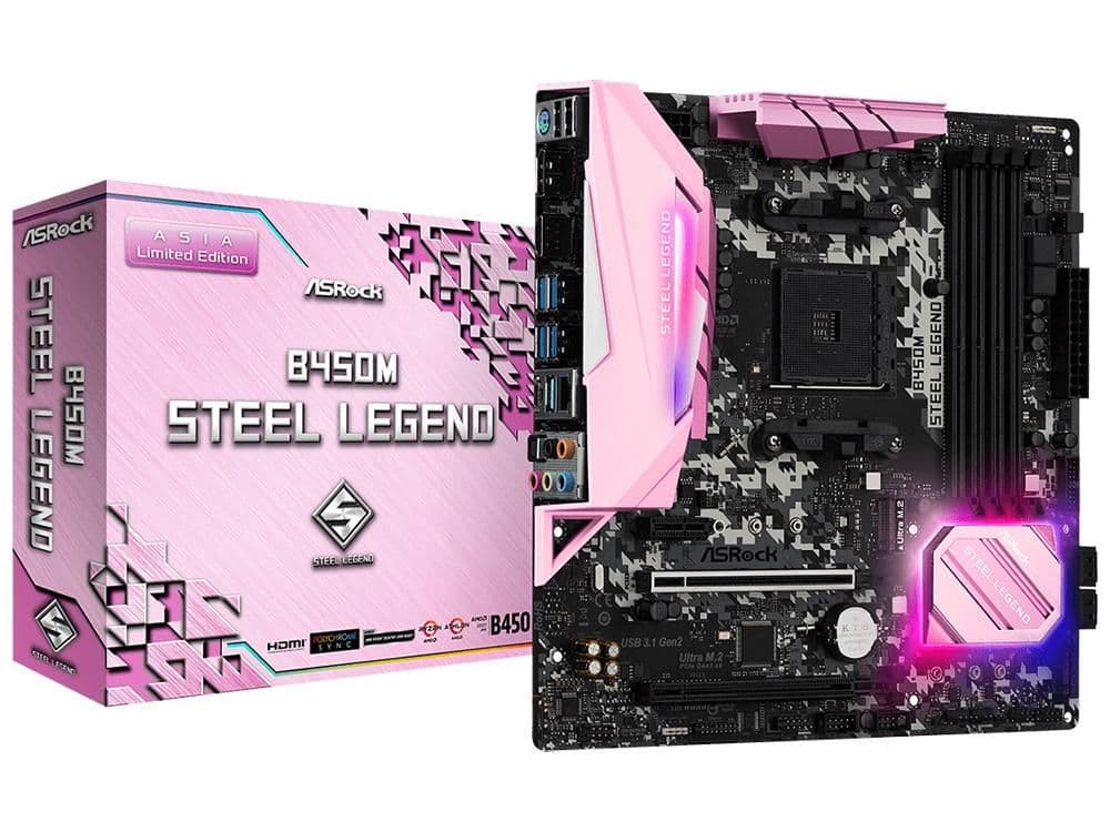 ASRock B450M Steel Legend Pink DDR4 Micro ATX main image