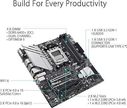Asus B650 PRIME B650M-A WIFI II AM5 DDR5 Micro ATX image