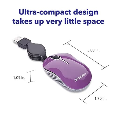 Verbatim 98113 Go Mini Travel Commuter Wired Optical Mouse image