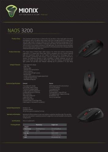 Mionix Naos 3200 Wired Optical Mouse image
