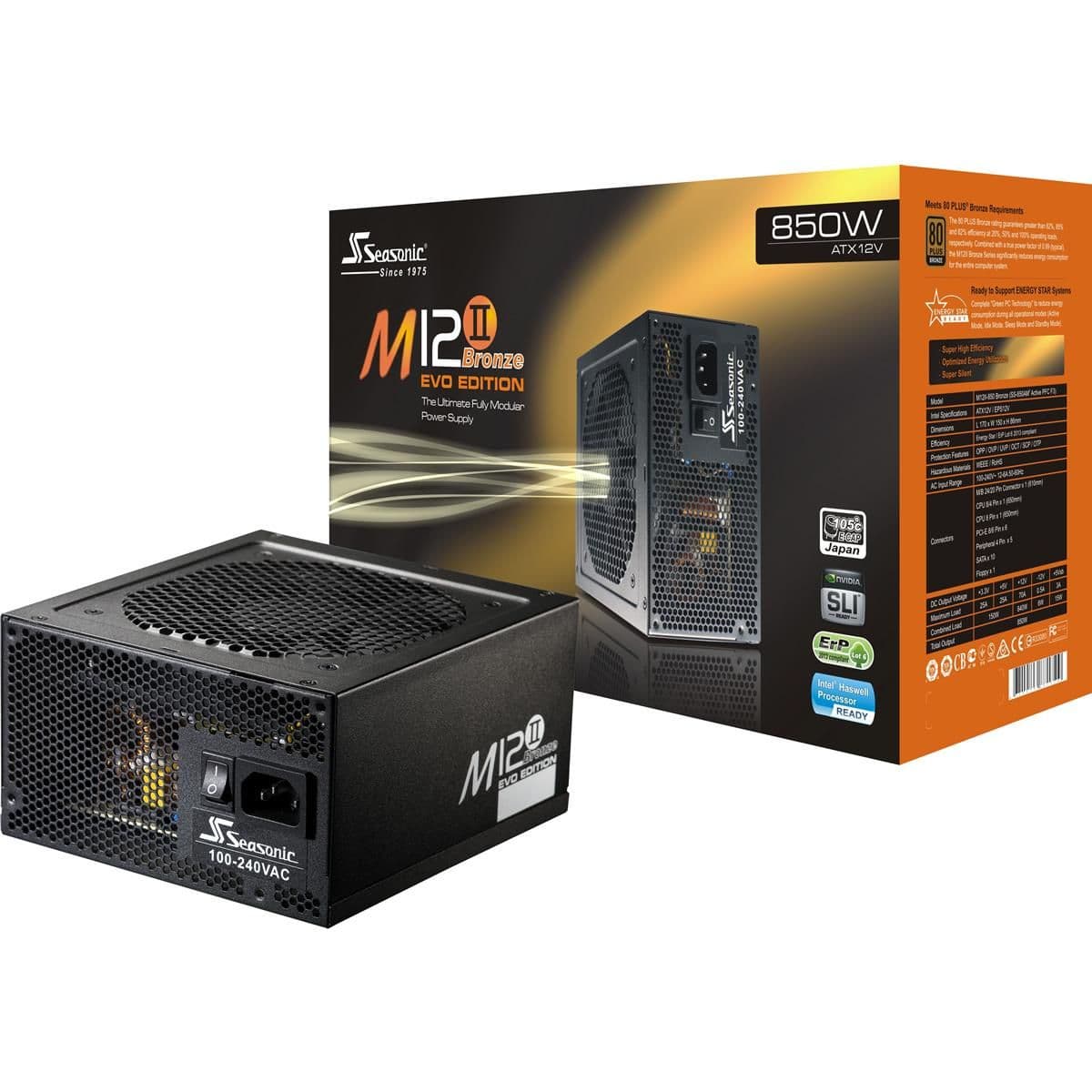 SeaSonic M12II 850W Fully Modular 80+ Bronze Certified ATX image