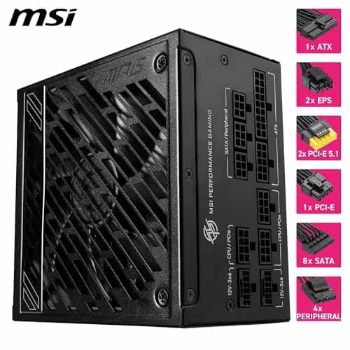 MSI MPG A1250GS PCIE5 Black ATX 1250W Fully Modular 80+ Gold Certified image