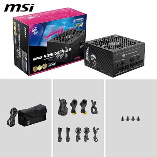 MSI MPG A1250GS PCIE5 Black ATX 1250W Fully Modular 80+ Gold Certified image