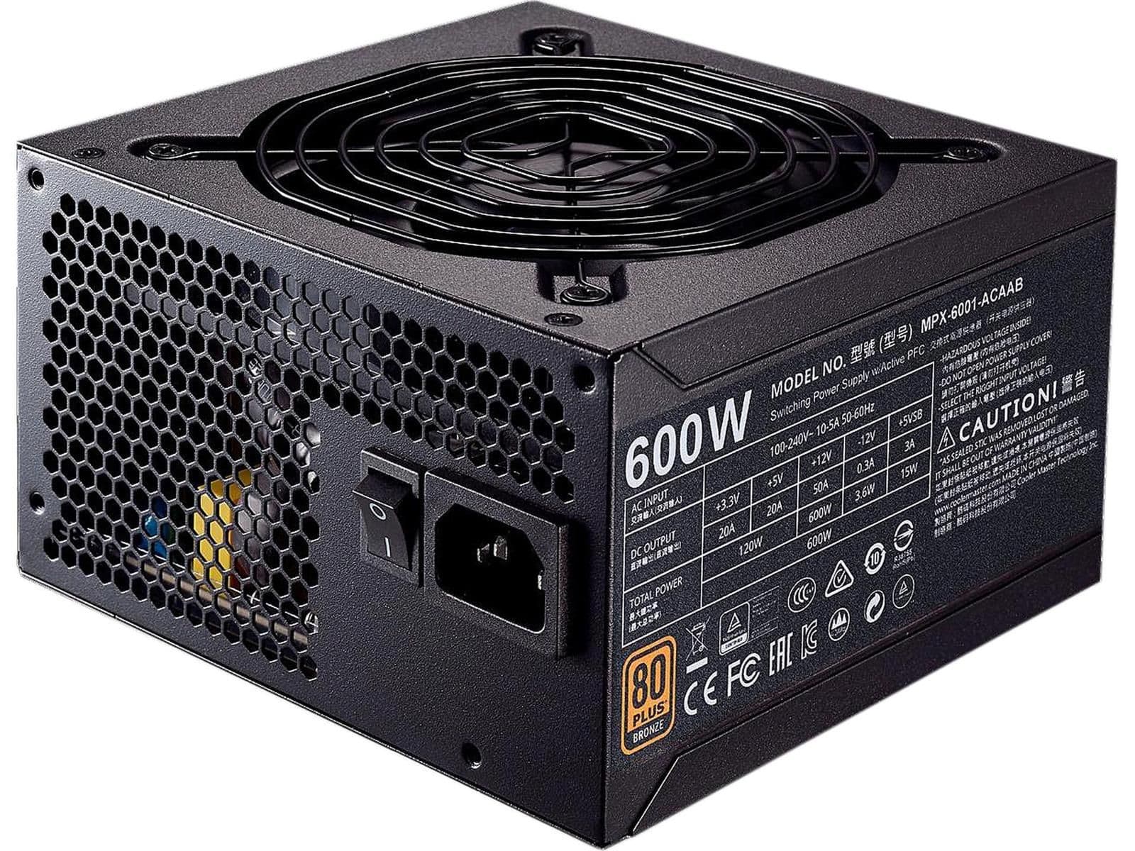 Cooler Master MWE Black ATX 600W Non-Modular 80+ Bronze Certified image