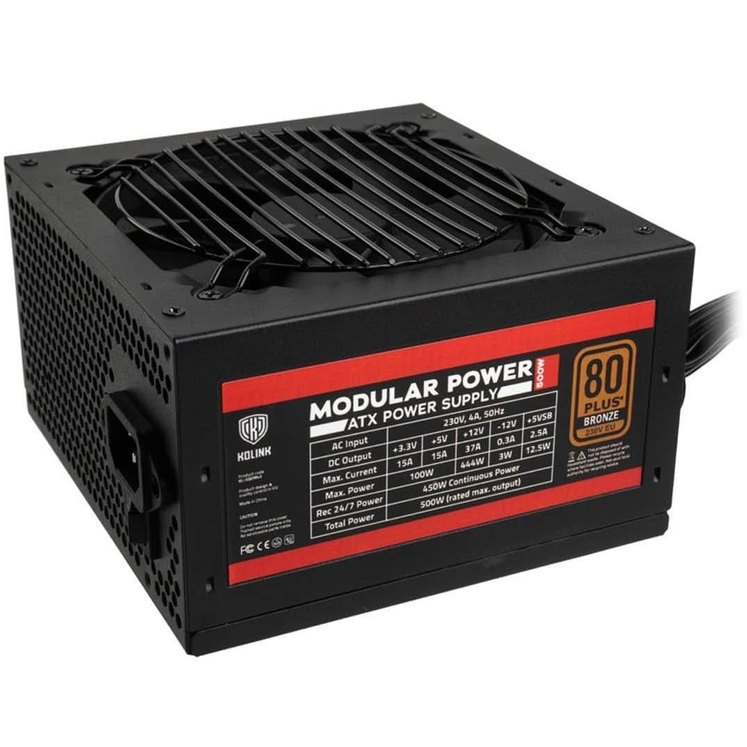 KOLINK KL-500M Black 500W Semi-Modular 80+ Bronze Certified main image