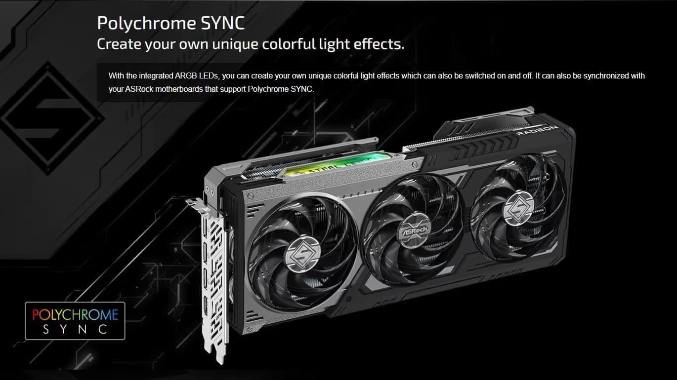 ASRock AMD Radeon RX 9070 XT Steel Legend Dark 16GB image