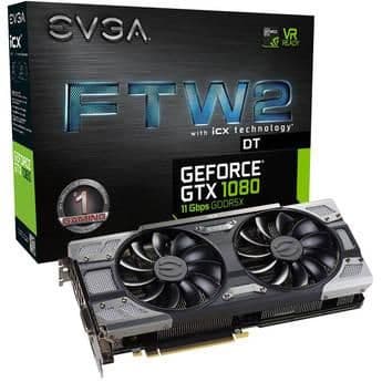 EVGA FTW2 DT Gaming iCX GeForce GTX 1080 8GB GDDR5X Black / Gray image