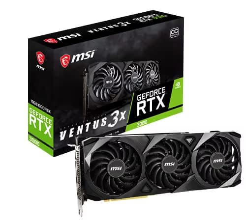 MSI VENTUS 3X OC GeForce RTX 3080 10GB LHR 10GB GDDR6X Black image