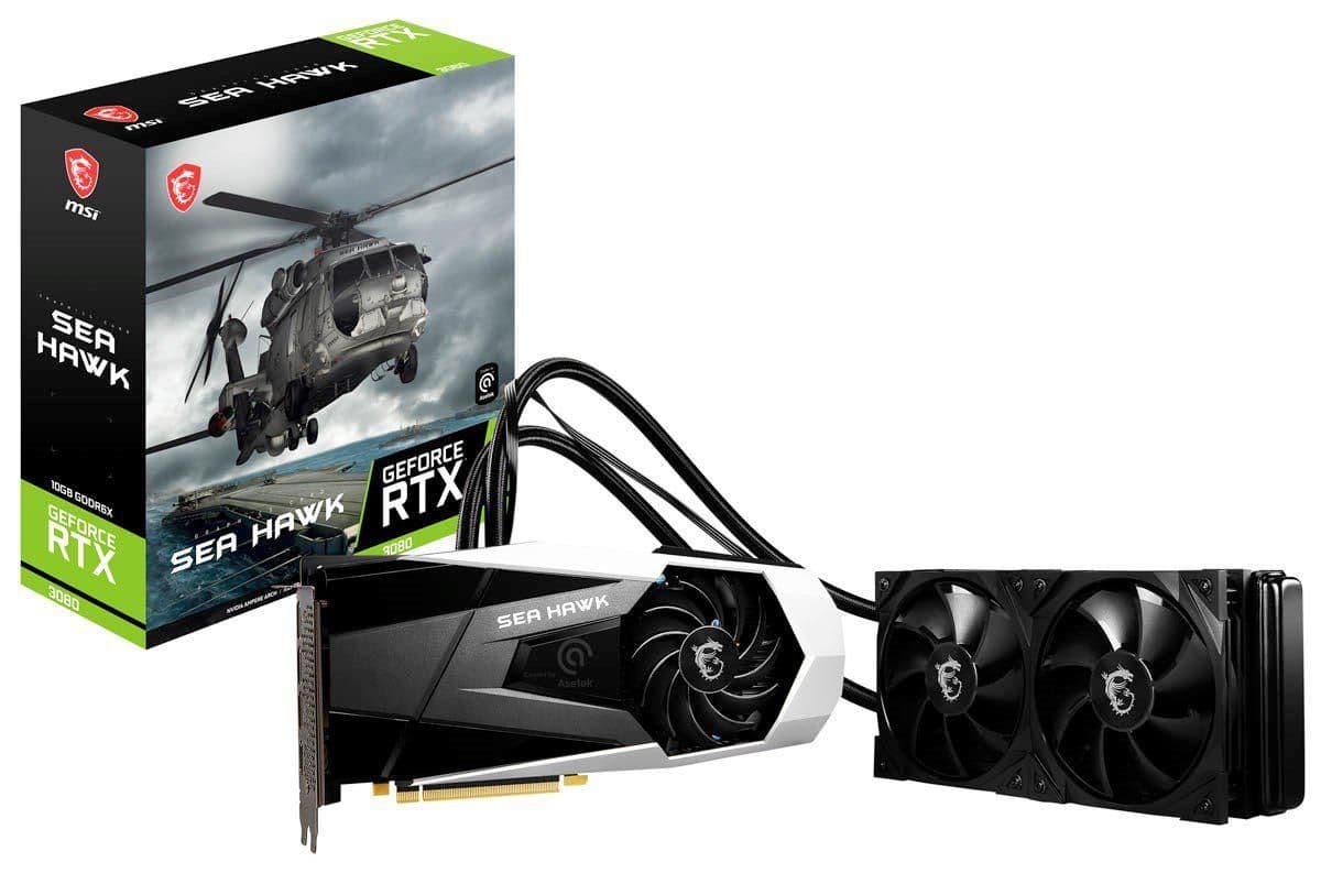MSI SEA HAWK X GeForce RTX 3080 LHR 10GB GDDR6X Black / Silver image