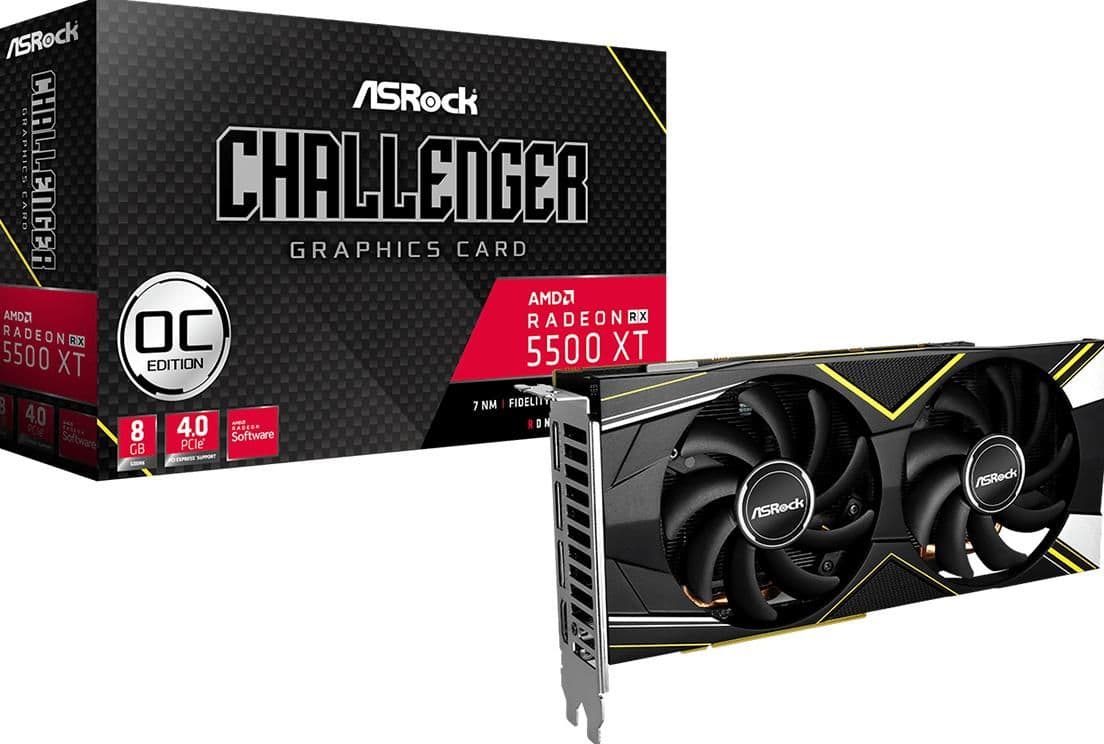 ASRock Challenger D OC Radeon RX 5500 XT 8GB GDDR6 Black / Yellow main image
