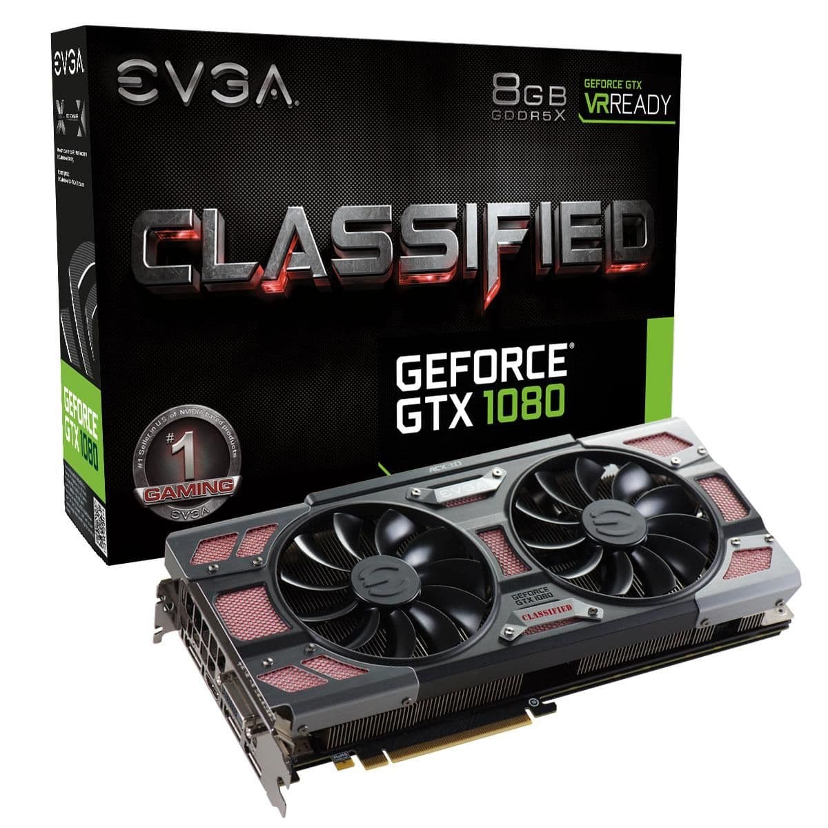 EVGA CLASSIFIED GAMING ACX 3.0 GeForce GTX 1080 8GB GDDR5X Black / Red main image