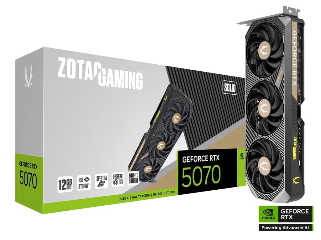 Zotac GAMING SOLID GeForce RTX 5070 12GB GDDR7 Black / Copper image