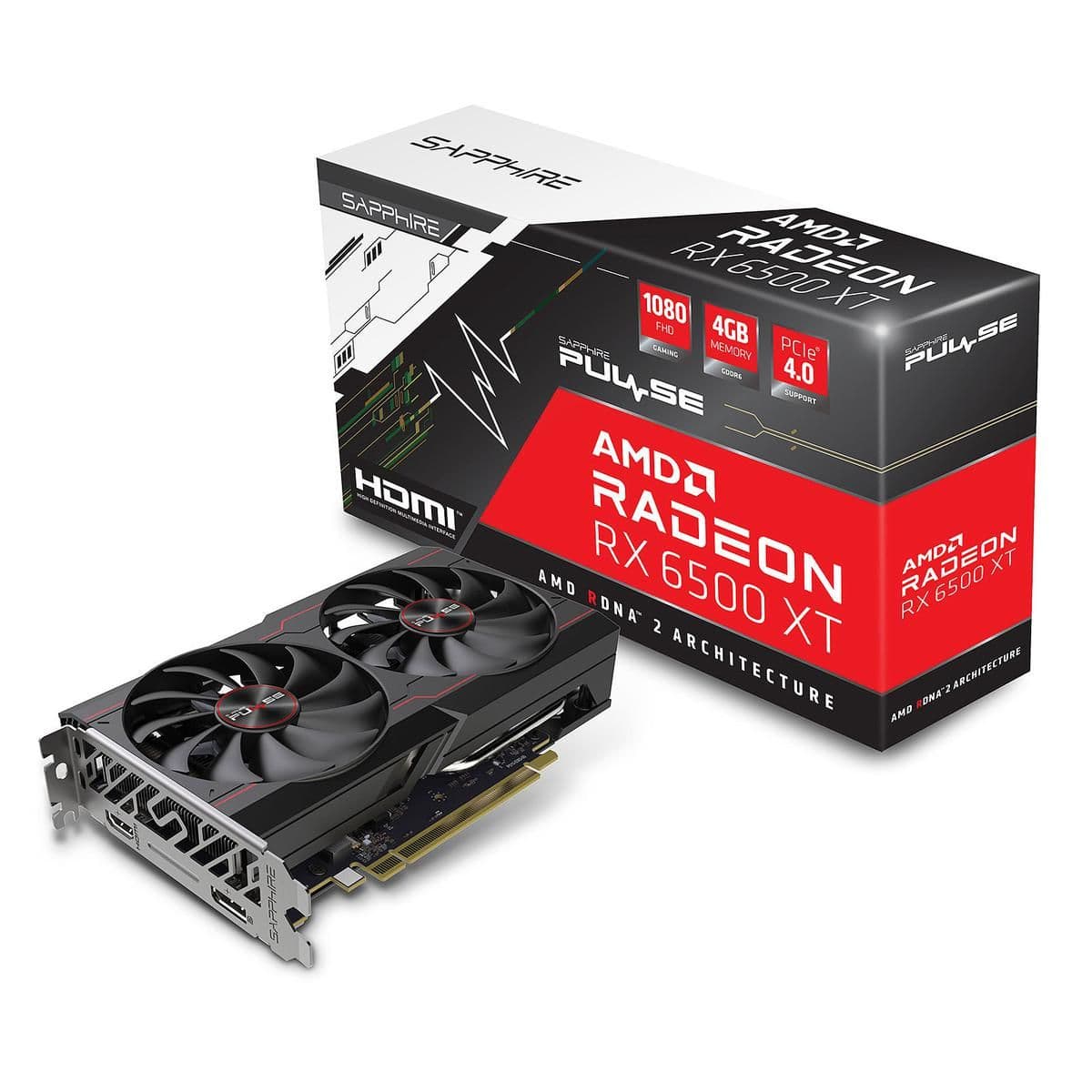 Sapphire PULSE Radeon RX 6500 XT 4GB GDDR6 Black / Red main image