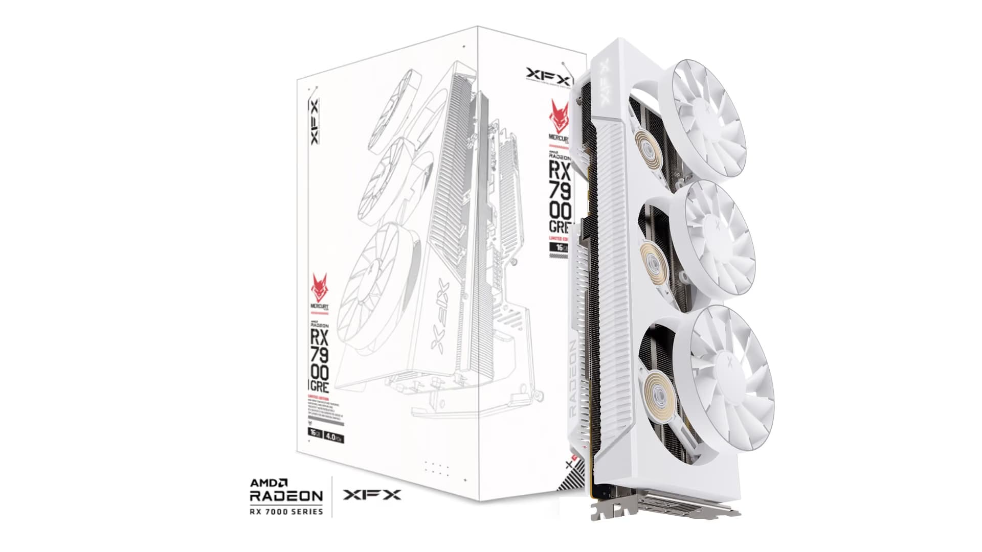 XFX Quicksilver AMD Radeon RX 7900GRE Magnetic Air Gaming Graphics Card Arctic White image