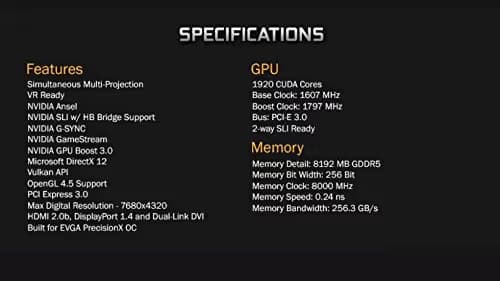 EVGA FTW GAMING ACX 3.0 GeForce GTX 1070 8GB GDDR5 Black / Gray image