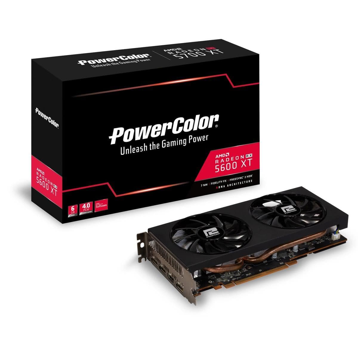 PowerColor Radeon RX 5600 XT AXRX 5600XT 6GBD6-3DH/OC 6GB GDDR6 Black image