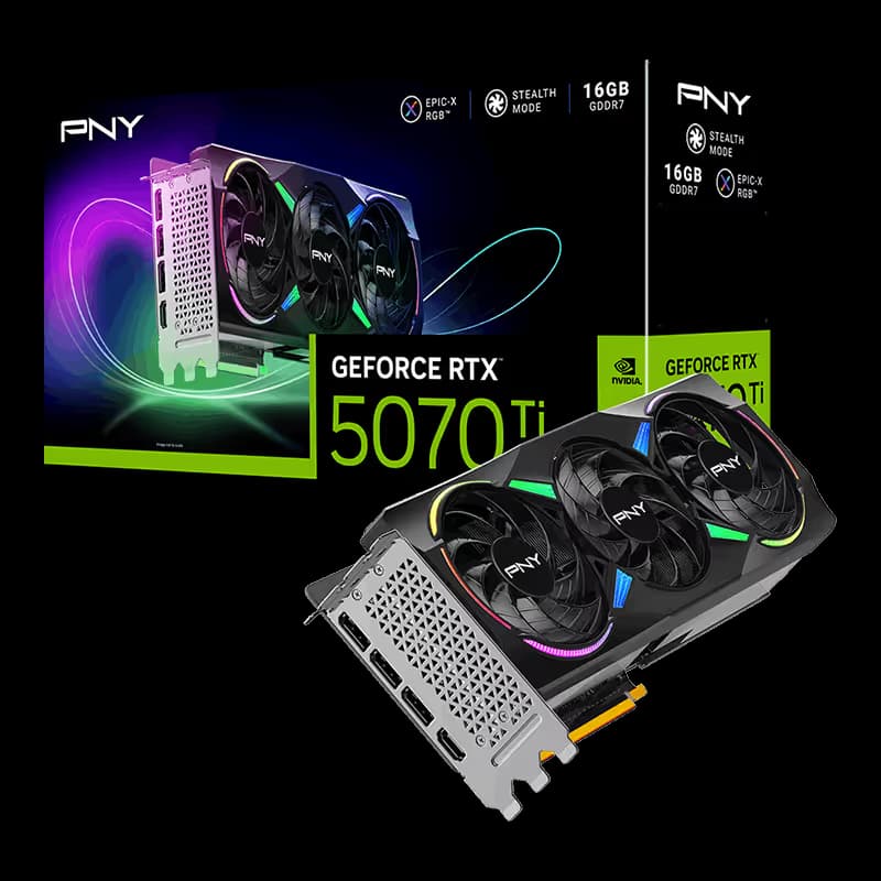 PNY GeForce RTX 5070 Ti ARGB EPIC-X RGB 16GB GDDR7 Black image